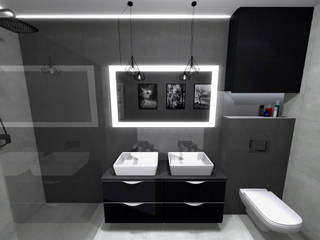 Nowoczesna łazienka w ciemnych barwach., Lemax Design Salon Glazury Lemax Design Salon Glazury Modern Banyo Seramik