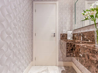 Casa em condomínio fechado, roberta ribeiro interiores roberta ribeiro interiores Modern bathroom Marble