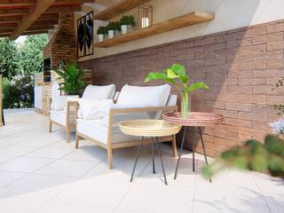 Àrea externa , Studio MP Interiores Studio MP Interiores Hiên, sân thượng phong cách mộc mạc Than củi Wood effect