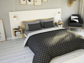 Ambiance Scandinave, Kazed Kazed Scandinavian style bedroom Chipboard