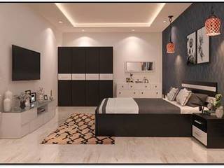 Modern Renovation of a 3BHK Residence - Ghaziabad, Ecoinch Services Private Limited Ecoinch Services Private Limited ห้องนอน