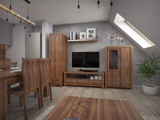 Mieszkanie na poddaszu, 58 m2, Polkowice, KN.wnętrza KN.wnętrza Living room Wood Wood effect