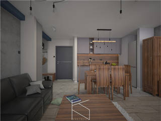 Mieszkanie na poddaszu, 58 m2, Polkowice, KN.wnętrza KN.wnętrza Living room Wood Wood effect