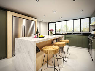 VIVIENDA FQ, PAR Arquitectos PAR Arquitectos Built-in kitchens گرینائٹ Grey