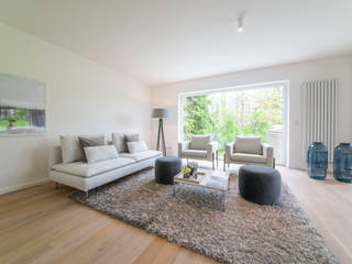 home staging eines Hauses in Starnberg bei München - Arbeitstitel "the view house" , Münchner home staging Agentur GESCHKA Münchner home staging Agentur GESCHKA Phòng khách phong cách tối giản Grey