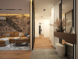 Квартира молодого человека, г. Видное, lesadesign lesadesign Minimalist corridor, hallway & stairs