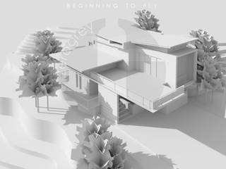 BEGINNING TO FLY - A residence at the Hill, Zerogrey Design Studio Zerogrey Design Studio Bungalows Concrete