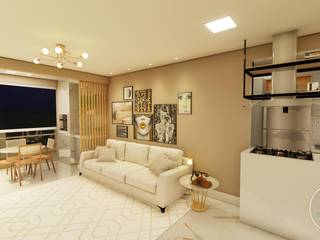 Projeto de Sala Conjugada com Cozinha, Studio Barreto Fernandes Studio Barreto Fernandes Modern living room