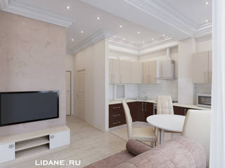 Двухкомнатная квартира 33 м.кв. Сочи, ул. Тимирязева., Lidiya Goncharuk Lidiya Goncharuk ห้องนั่งเล่น