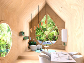 Gemütliches minimalistisches und modernes Holzhaus, Nora Werner Design Nora Werner Design Ruang Makan Minimalis Kayu Wood effect