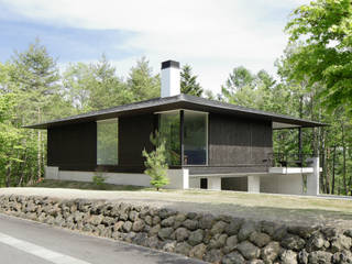 060軽井沢Kさんの家, atelier137 ARCHITECTURAL DESIGN OFFICE atelier137 ARCHITECTURAL DESIGN OFFICE Modern houses لکڑی Black