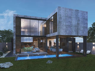3C Arquitectos S.A. de C.V. منزل عائلي صغير خرسانة مسلحة Grey