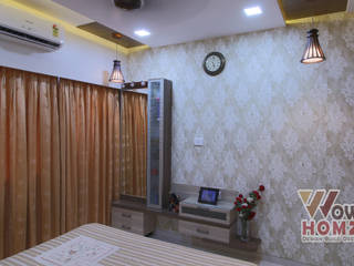 Sandeep Jain - 2BHK @ Mumbai, Wow Homz Wow Homz Kamar tidur kecil Kayu Wood effect