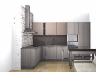 Progettazione foto realistici/render, L&M design di Cinzia Marelli L&M design di Cinzia Marelli Small kitchens Wood Wood effect