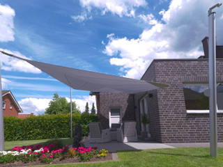 Elektrisch aufrollbares Sonnensegel | Terrasse | rechteckig, Pina GmbH - Sonnensegel Design Pina GmbH - Sonnensegel Design Moderne tuinen Grijs