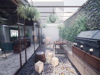 دار الريان Dar Al-Rayyan, Anastomosis Design Lab Anastomosis Design Lab Tropischer Balkon, Veranda & Terrasse