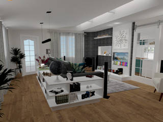 Proposta para um sala de estar de pequenas dimensões, Cascais , DIANA MATEI INTERIOR DESIGN DIANA MATEI INTERIOR DESIGN Ruang Keluarga Modern