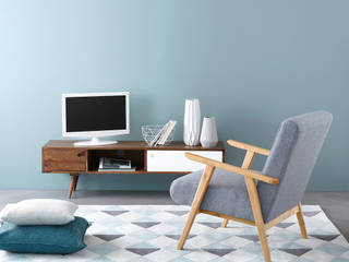 Mueble de TV "ANDERSEN", The H design The H design Skandinavische Wohnzimmer Massivholz Mehrfarbig