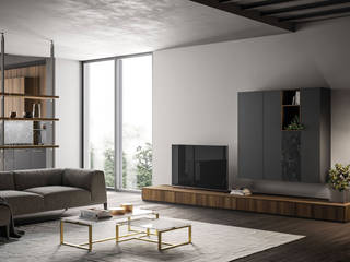 Zona giorno, il ritorno del living., L&M design di Cinzia Marelli L&M design di Cinzia Marelli Modern Yemek Odası İşlenmiş Ahşap Şeffaf