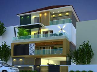 Elevation Design -Andhra Pradesh, Day and Night view of 3d, Sky architects Sky architects