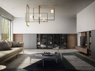 Zona giorno, il ritorno del living., L&M design di Cinzia Marelli L&M design di Cinzia Marelli Modern Yemek Odası Cam