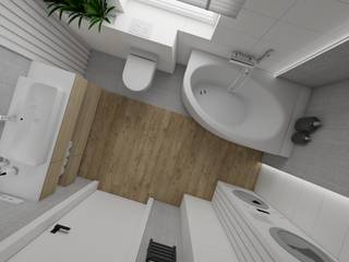 Łazienka z czarnym sufitem, SPATIO PROJEKTOWANIE WNĘTRZ SPATIO PROJEKTOWANIE WNĘTRZ Modern bathroom Wood Wood effect