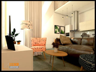Modern House, CV Leilinor Architect CV Leilinor Architect Living room Beige