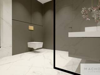Elegancja w nowoczesnym wydaniu - łazienka, Machowska Studio Projektowe Machowska Studio Projektowe ห้องน้ำ หินอ่อน White