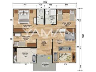 96 m2 Prefabrik Ev, Prefabrik Ev (Yaman Prefabrik) Prefabrik Ev (Yaman Prefabrik) บ้านสำเร็จรูป เหล็ก