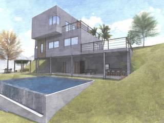 Projeto arquitetônico para casa de campo em condomínio fechado, Igor Cunha Arquitetura Igor Cunha Arquitetura Casas modernas