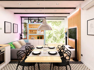 Песочный пляж, Goodinterior Наталья Жаляускене Goodinterior Наталья Жаляускене Tropical style dining room