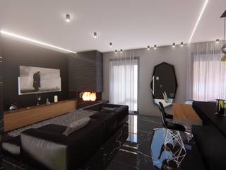 Ambiente Living Total Black, Salvatore Sito Architettura Design Rendering Salvatore Sito Architettura Design Rendering Salones de estilo moderno Mármol