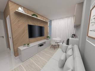 Apartamento integrado R|U, Lacerda Arquitetos Associados Lacerda Arquitetos Associados ห้องนั่งเล่น