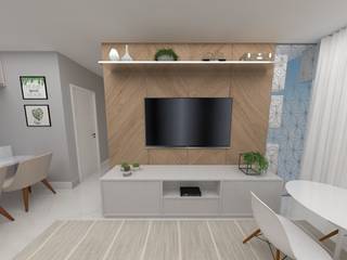 Apartamento integrado R|U, Lacerda Arquitetos Associados Lacerda Arquitetos Associados Modern living room