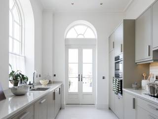 Georgian French Doors With Fixed Round Lighting Above Marvin Windows and Doors UK Wooden windows Solid Wood White French Doors,Kitchen,Georgian,White,Sage Green