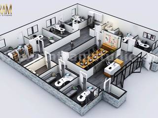 3D Commercial Office Floor Plan Designer with Classic interior by Architectural Visualisation Studio, New york - USA, Yantram Animation Studio Corporation Yantram Animation Studio Corporation Multi-Family house