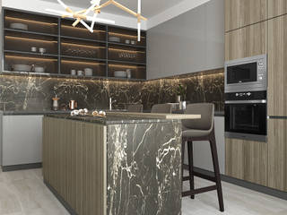 Gold Apartment, Higharchitects Higharchitects Cocinas clásicas Tablero DM