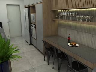 Uma cozinha simples com acabamentos em preto, Apis arquitetura e interiores Apis arquitetura e interiores Modern kitchen