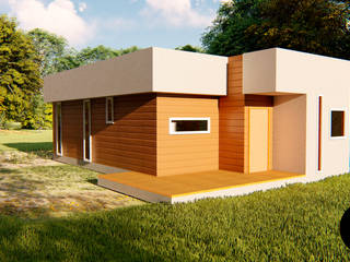 Diseño Casa Prefabricada 57 m2, Primer Clove Arquitectos Primer Clove Arquitectos Prefabricated home Wood Wood effect