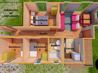 Diseño Casa Prefabricada 57 m2, Primer Clove Arquitectos Primer Clove Arquitectos Prefabricated home