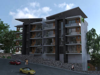 Edificios Residenciales Compositores, Cuernavaca Morelos, AR216 AR216 منازل التراس أسمنت