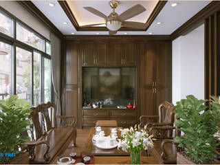 Dự án thiết kế nội thất nhà phố cao cấp với gỗ tự nhiên, Công ty TNHH TK XD Song Phát Công ty TNHH TK XD Song Phát Living roomSofas & armchairs Engineered Wood Grey