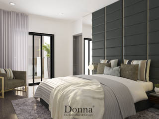 Projeto de Interiores 3D em Apartamento no Montijo , Donna - Exclusividade e Design Donna - Exclusividade e Design モダンスタイルの寝室