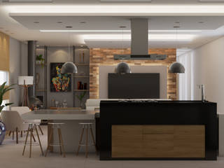 Chácara - Ambientes integrados, Taís Duque Arquitetura Taís Duque Arquitetura Kitchen units گرینائٹ