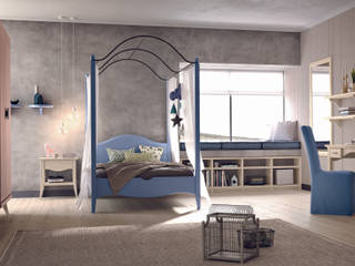 Cameretta romantica per principesse, in vero legno, Mobili a Colori Mobili a Colori Girls Bedroom Solid Wood Multicolored