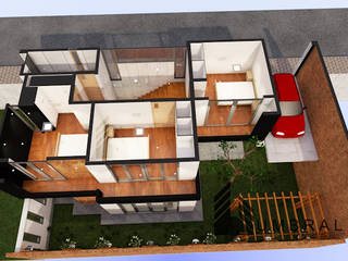 ISOMETRIA 2DA PLANTA Umbral arquitectura y construccion Casas de estilo minimalista