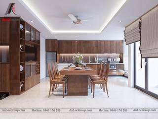 Interior design template beautiful apartment with natural wood, Nội Thất An Lộc Nội Thất An Lộc ครัวสำเร็จรูป