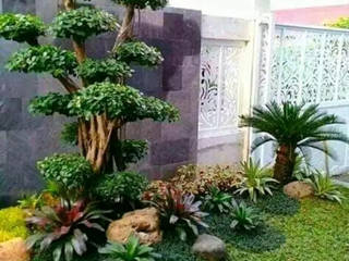 Jasa Tukang Taman, Tukang Taman Surabaya - Tianggadha-art Tukang Taman Surabaya - Tianggadha-art Jardines en la fachada Piedra