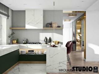 Szykowne wnętrze nad Baranówką, MIKOŁAJSKAstudio MIKOŁAJSKAstudio Modern Kitchen