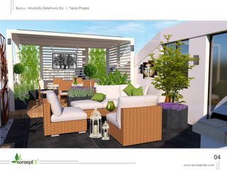M.Ü KONUTU TERAS Peyzaj Projelendirme & Landscaping Project, konseptDE Peyzaj Fidancılık Tic. Ltd. Şti. konseptDE Peyzaj Fidancılık Tic. Ltd. Şti. Modern balcony, veranda & terrace